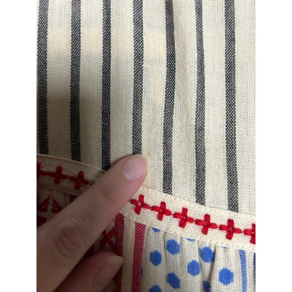 Dodo Bar Or Multicolor Mini Dress Tasseled Striped Tiered Boho Embroidery Sz S - Picture 4 of 6